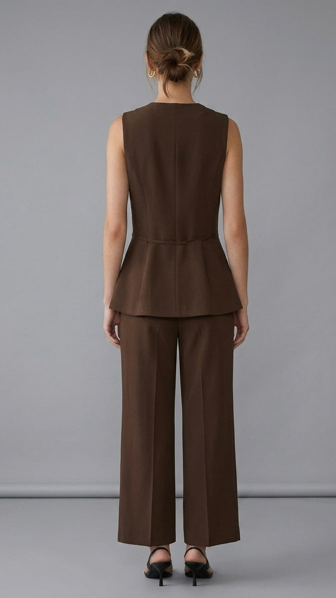 BELLEZZAMIA™Ensemble 2 Pièces à Col Rond et Pantalon Vintage